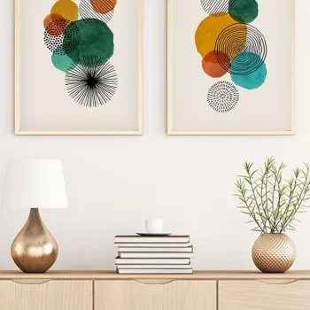Set 2 tablouri decorative, Huhu32, Cadru: 100% LEMN MASIV (Grosime: 2,5 cm), Multicolor imagine