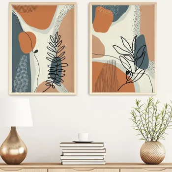 Set 2 tablouri decorative, Huhu35, Cadru: 100% LEMN MASIV (Grosime: 2,5 cm), Multicolor imagine
