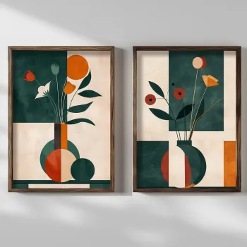 Set 2 tablouri decorative, HUM103, Cadru: 100% MOLID, Multicolor imagine