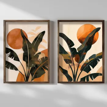Set 2 tablouri decorative, HUM105, Cadru: 100% MOLID, Multicolor imagine