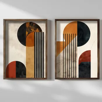 Set 2 tablouri decorative, HUM109, Cadru: 100% MOLID, Multicolor imagine
