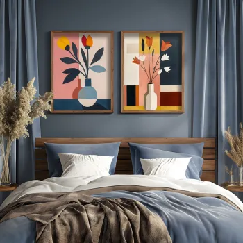 Set 2 tablouri decorative, HUM113, Cadru: 100% MOLID, Multicolor imagine