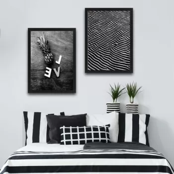 Set 2 tablouri decorative, Love Black White Set, PAL, Hartie, Multicolor imagine