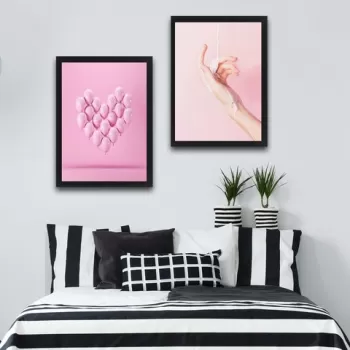 Set 2 tablouri decorative, Pink Balloon Set, PAL, Hartie, Multicolor imagine