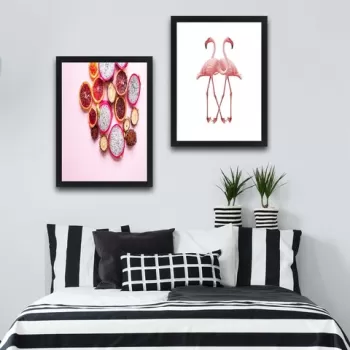 Set 2 tablouri decorative, Pink Fruit Set, PAL, Hartie, Multicolor imagine