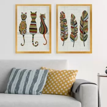 Set 2 tablouri decorative, SET_112, Lulu, 34x44 cm, plastic imagine