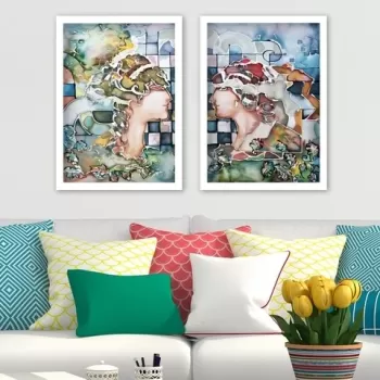 Set 2 tablouri decorative, SET_123, Lulu, 34x44 cm, plastic imagine