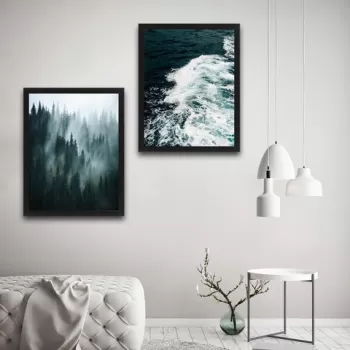 Set 2 tablouri decorative, Wave Forest Set, PAL, Hartie, Multicolor imagine