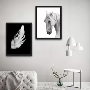 Set 2 tablouri decorative, White Feather Horse Set, PAL, Hartie, Multicolor imagine