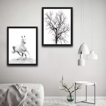 Set 2 tablouri decorative, White Horse Set, PAL, Hartie, Multicolor imagine