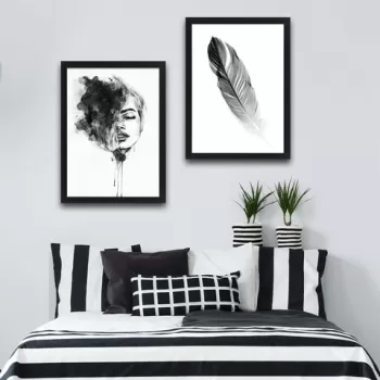 Set 2 tablouri decorative, Woman Feather Set, PAL, Hartie, Multicolor imagine