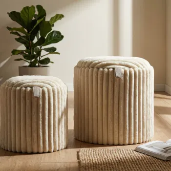 Set 2 taburete cu spatiu de depozitare, Mauro Ferretti, Goteborg, 40x40x42 cm, MDF/poliester, alb imagine