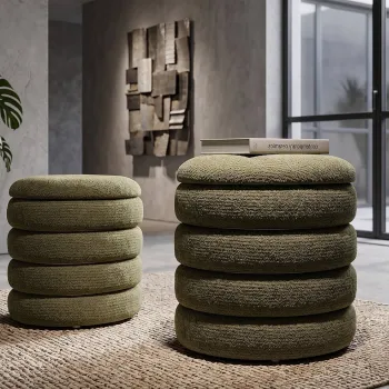Set 2 taburete cu spatiu de depozitare, Mauro Ferretti, Nordic Style, 44x47 cm, poliester/MDF, verde imagine