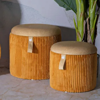 Set 2 taburete cu spatiu depozitare Bolzano, Mauro Ferretti, 38x38 cm/32x32 cm, MDF/poliester, galben imagine