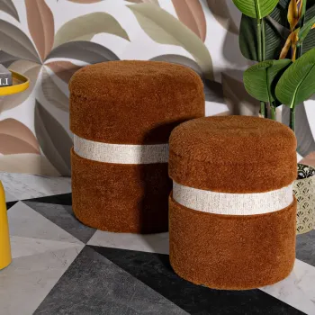 Set 2 taburete cu spatiu depozitare Saint-Moritz, Mauro Ferretti, 40x47 cm/32x38 cm, MDF/poliester, maro imagine