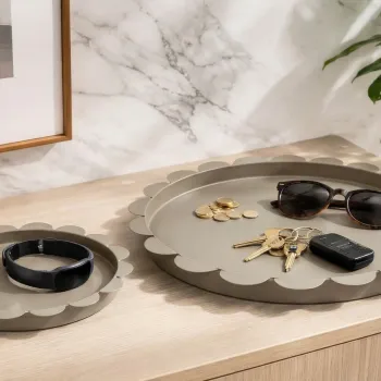 Set 2 tavi decorative, Mauro Ferretti, Saturn, 33x33x2 cm, metal, gri dove imagine