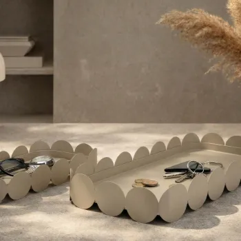 Set 2 tavi decorative, Mauro Ferretti, Saturn, 40x16.5x4.5 cm, metal, gri dove imagine