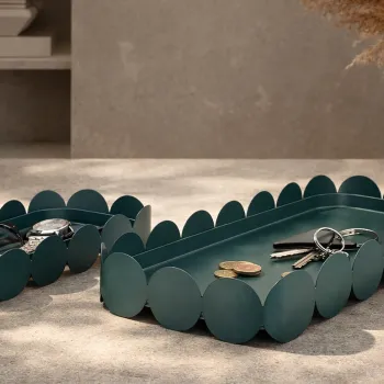 Set 2 tavi decorative, Mauro Ferretti, Saturn Rectangular, 40x16.5x4.5 cm, metal, turcoaz imagine