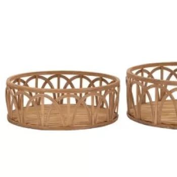 Set 3 cosuri depozitare / tavi decorative Fuji, Mauro Ferretti, O 50 x 16 cm, ratan, maro imagine