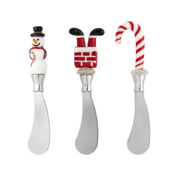 Set 3 cutite pentru unt, Bloomingville, Misa, 16.5x16.5x4.45 cm, sticla, rosu imagine