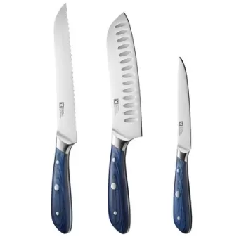 Set 3 cutite, Richardson Sheffield, Scandi, inox, albastru imagine