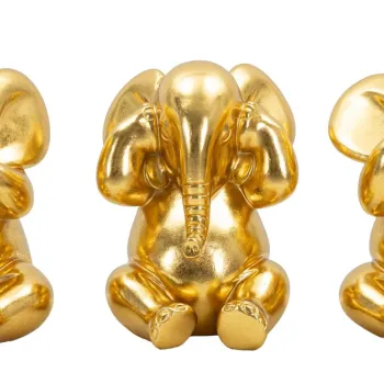Set 3 decoratiuni Elephant, Mauro Ferretti, 15.5x20.5 cm, polirasina, auriu imagine