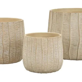 Set 3 ghivece Cachepot, Mauro Ferretti, 30.5x27 cm, ceramica, crem imagine