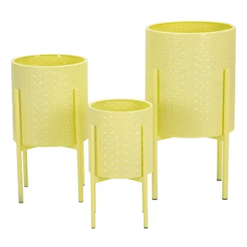 Set 3 ghivece Iris, Mauro Ferretti, 36x36x56.5 cm, fier, galben imagine