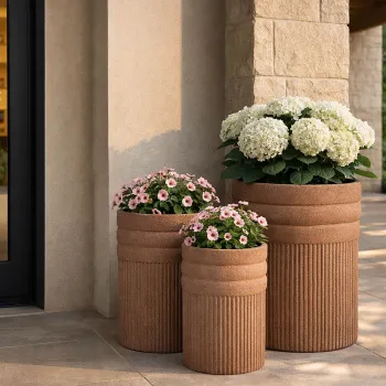 Set 3 ghivece, Mauro Ferretti, Colombia Outdoor, 41.5x50 cm, polirasina, rosu imagine