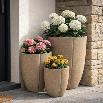 Set 3 ghivece, Mauro Ferretti, Peru Outdoor, 43x47 cm, polirasina, gri imagine