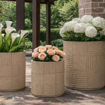 Set 3 ghivece, Mauro Ferretti, Venezuela Outdoor, 43x39 cm, polirasina, gri imagine