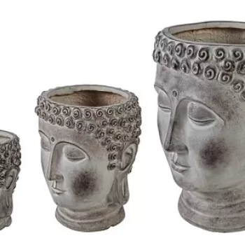 Set 3 ghivece pentru exterior Buddha, Bizzotto, 36 x 36.5 x 49.5 cm, fibra de lut imagine