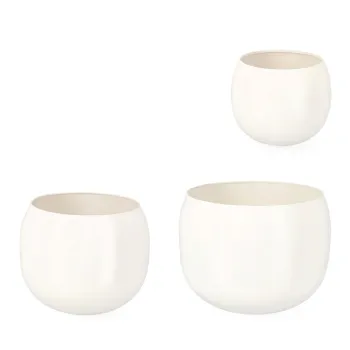 Set 3 ghivece pentru exterior Keyra, Bizzotto, O36x28 cm, otel, alb imagine