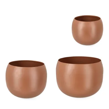 Set 3 ghivece pentru exterior Keyra, Bizzotto, O36x28 cm, otel, maro imagine