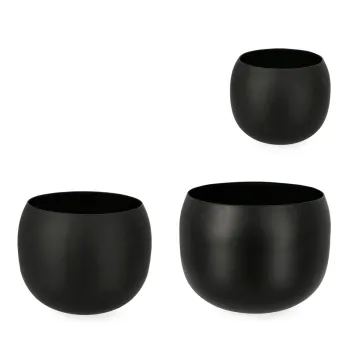 Set 3 ghivece pentru exterior Keyra, Bizzotto, O36x28 cm, otel, negru imagine