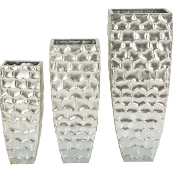 Set 3 ghivece / vase decorative Argy, Mauro Ferretti, 38.1x38.1x90.8 cm, fier, argintiu imagine
