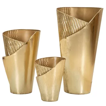 Set 3 ghivece / vase decorative Flosty, Mauro Ferretti, 39x42x75 cm, fier, auriu imagine