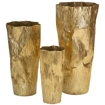 Set 3 ghivece / vase decorative Glolly, Mauro Ferretti, 41x39x83 cm, fier, auriu imagine