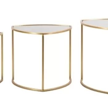 Set 3 masute de cafea, Mauro Ferretti, Triangle, fier/sticla, auriu imagine