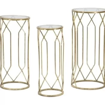 Set 3 masute inalte, Tunisi Tris, Mauro Ferretti, fier/sticla, auriu imagine