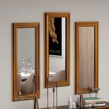 Set 3 oglinzi decorative, Siam, Lavia, MDF , Aur imagine