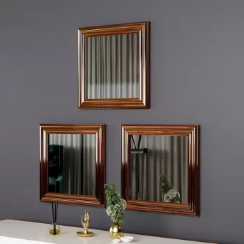 Set 3 oglinzi decorative, Siam, Otto, MDF , Bronz imagine