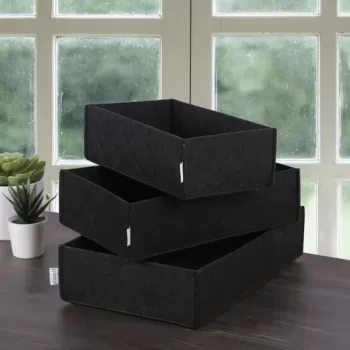 Set 3 organizatoare de birou, HMY, Fetru, Negru imagine