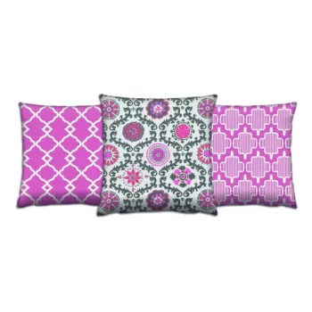 Set 3 perne decorative, AC-4305-4623-4317, 50% Bumbac / 50% Poliester, Multicolor imagine