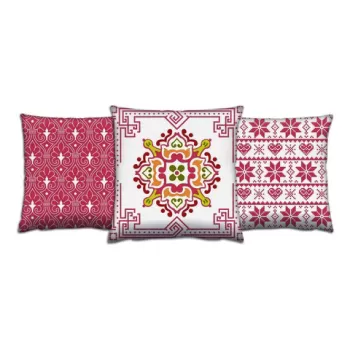 Set 3 perne decorative, AC-4396-4659-4531, 50% Bumbac / 50% Poliester, Multicolor imagine