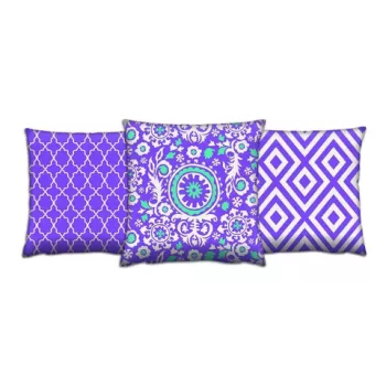 Set 3 perne decorative, AC-4700-4247-4223, 50% Bumbac / 50% Poliester, Multicolor imagine