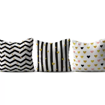 Set 3 perne decorative, HMI-KIR-100, 50% Bumbac / 50% Poliester, Multicolor imagine