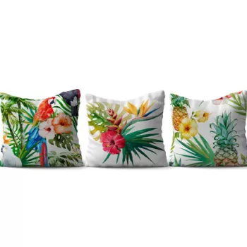 Set 3 perne decorative, HMI-KIR-101, 50% Bumbac / 50% Poliester, Multicolor imagine