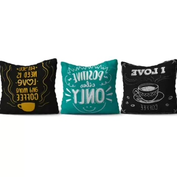 Set 3 perne decorative, HMI-KIR-102, 50% Bumbac / 50% Poliester, Multicolor imagine