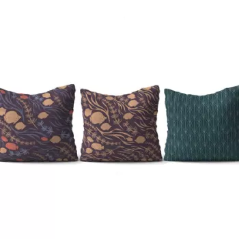 Set 3 perne decorative, HMI-KIR-107, 50% Bumbac / 50% Poliester, Multicolor imagine